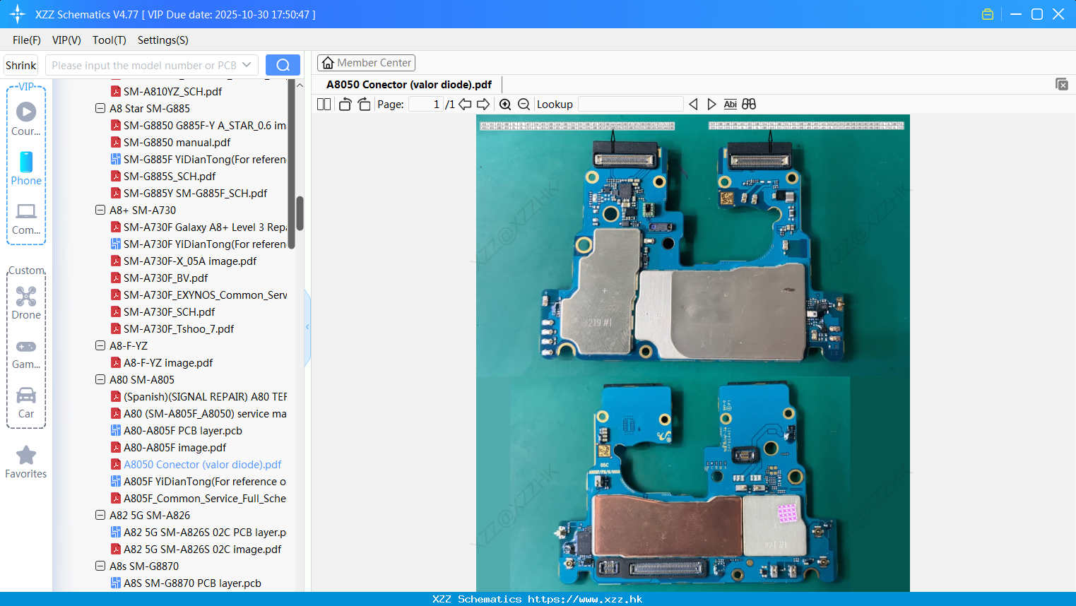 Samsung A8050 Conector (valor Diode)